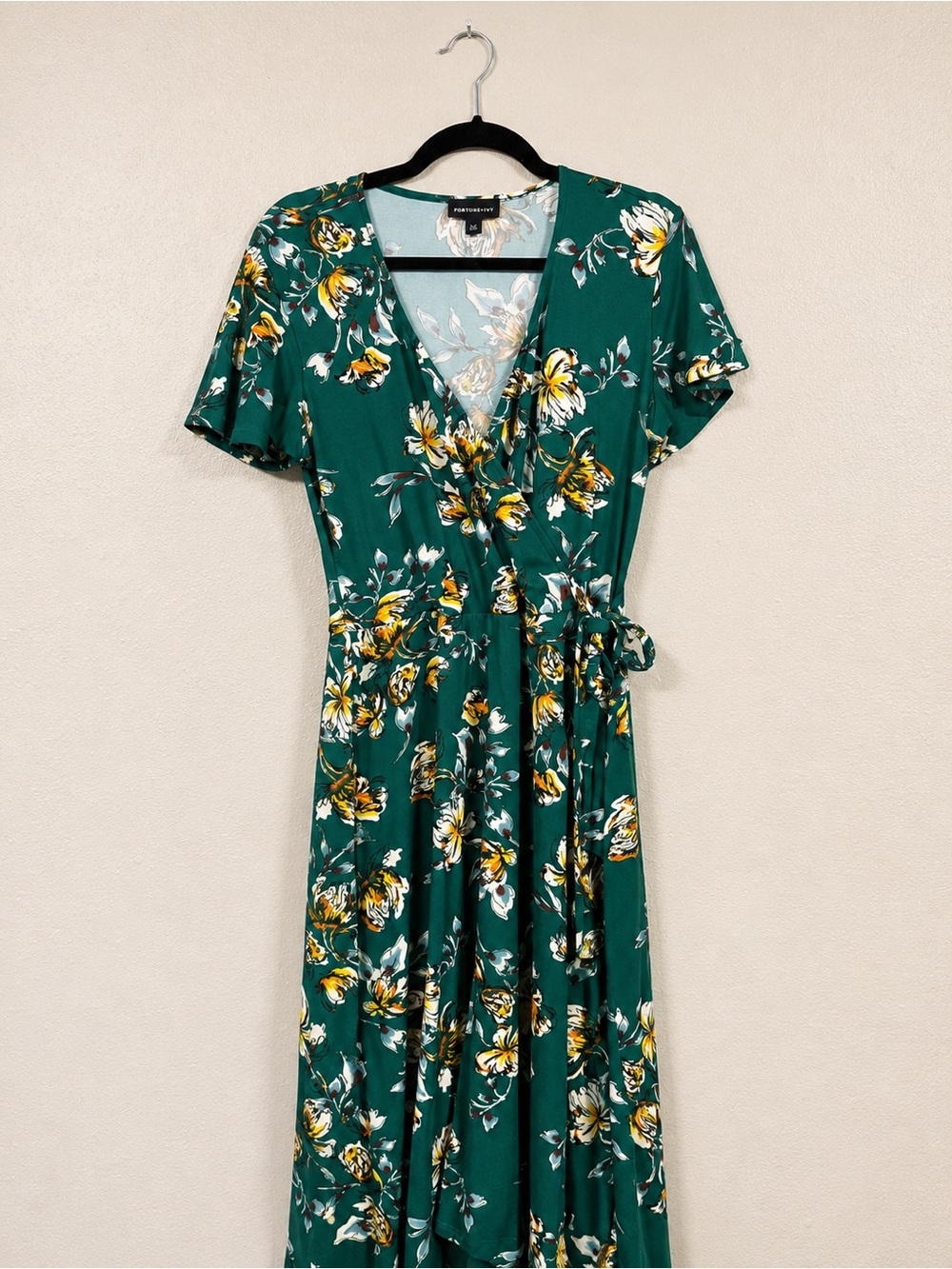 Floral Wrap Maxi Dress in Emerald Green